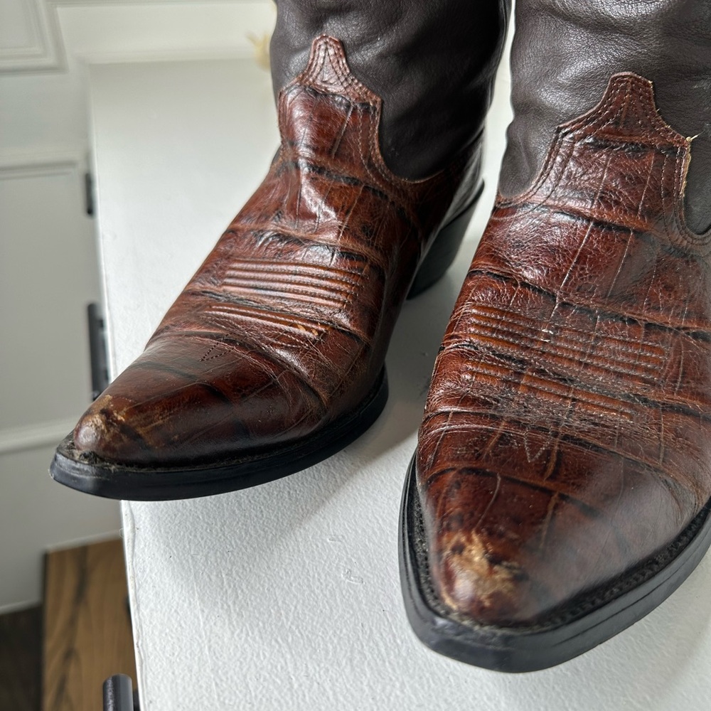 **SOLD**Ariat Women’s 9.5B Exotic Slouch Western Cowboy Boots Brown Leather - Picture 4 of 10